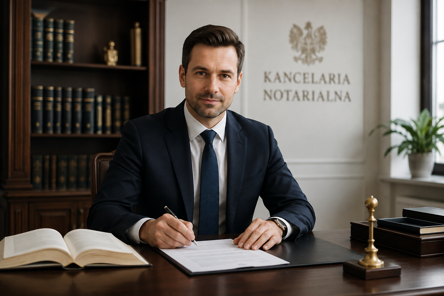 Notariusz Michał Mieloch w kancelarii w Ełku